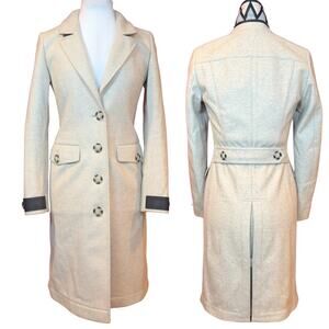 Burberry Cream Trench Coat with Black Accents